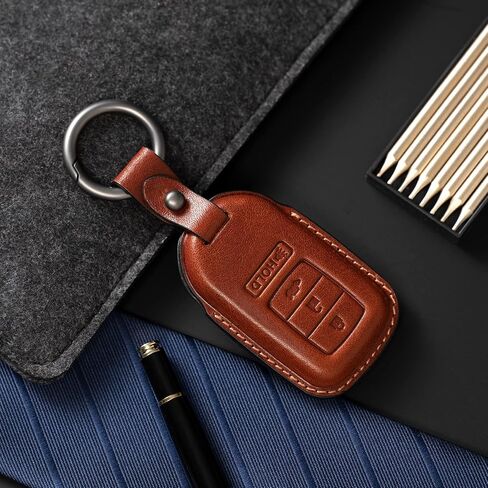 compatible with Honda key fob cover leather keychain holder shell case compatible with Honda Accord sport Civic Si CRV HRV EXL Clarity Insight Passport Pilot accessories in Kuwait