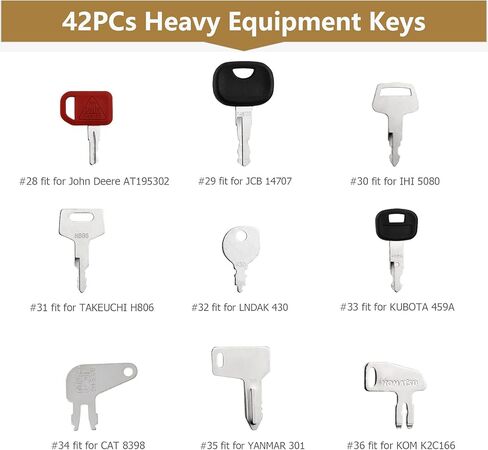 42 قطعة من معدات البناء الثقيلة مشغل آلة الإشعال مجموعة مفاتيح رئيسية لشركة كاتربيلر بوبكات جون ديري كيس JLG JCB فولفو هيستر فورد نيو هولاند يانمار تاكيوتشي كوبوتا كوماتسو تويوتا هيتاشي in Kuwait