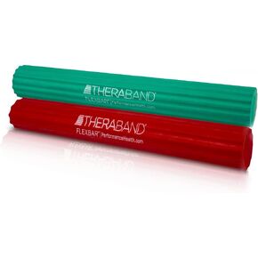 THERABAND FlexBar، شريط علاج مرفق التنس، يخفف آلام التهاب الأوتار ويحسن قوة القبضة، شريط مقاومة لمرفق لاعبي الغولف والتهاب الأوتار، متوسط ​​ثقيل، 2 حزمة، أخضر / أزرق in Kuwait