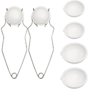 8-Piece Melting Metal Crucible Kit with 2 Tongs,4x2oz & 2x5oz Refractory Bowls - Quartz Gold/Silver Crucibles for Smelting,Alchemy,Jewelry Casting (High-Temperature Resistance)