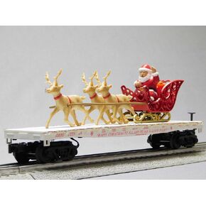 MTH RAILKING Christmas Santa Sleigh & Reindeer (White) O Gauge 30-76919