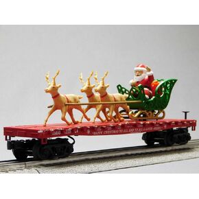 MTH RAILKING Christmas Santa Sleigh & Reindeer (RED) O Gauge 30-76917