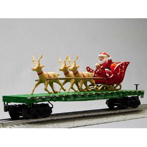 MTH RAILKING Christmas Santa Sleigh & Reindeer (Green) O Gauge 30-76918