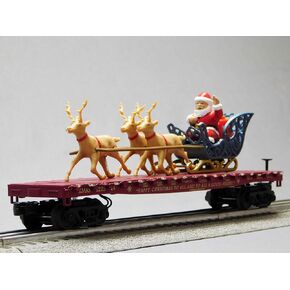 MTH RAILKING North Pole Santa Sleigh & Reindeer (Maroon) O Gauge 30-76921