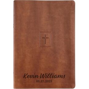 Personalized Soft Touch NIV Holy Bible with Custom Name Includes Up to 3 Rows of Text | Custom Gift for Christian & Religious Celebrations (Brown)