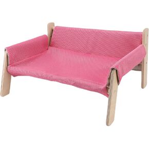 Strong and Sturdy Cat Couch Made from Wood, Dual Purpose Sofa and Scratching Post, Elegant Design Cat Hammock for Home (Pink)