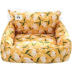 Pet Sofa Bed, Polyester Printing Cat Dog Sofa with Non-Slip Bottom for Dogs Cats Summer