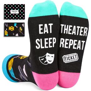 Zmart Theater Gifts for Theater Lovers - Broadway Musical Gifts for Actors Men Women, Theater Socks Black