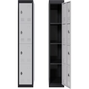 IDEALHOUSE Metal Locker, Metal Storage Cabinet with Shelves and 1 Door, Perfect for Employees and Students, Fits Schools, Garages, Offices, Gyms, and Homes, Easy Assembly, Grey and Black