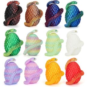 12PCS 3D Printed Snake Eggs with Snake Inside,3D Printed Articulated Snake,Movable Snake Realistic Slithering Design,3D Printed Snake 3D Printed Snake Toys Set - 11.8in