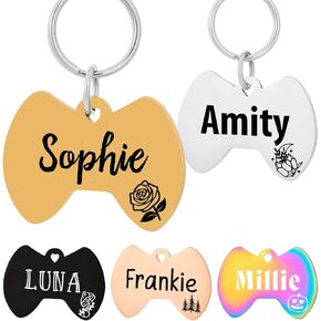 Personalized Pattern Cat and Dog ID Tags,Lovely pet Dog Tags Engraved,Customize Tags for Small Pets and Large Dogs.9 Shapes of Double-Sided Laser Engraved Stainless Steel Dog Tags (Circle)