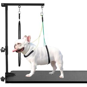 Dog Grooming Table Arm with Metal Clamp,35" Adjustable Portable Arm for Table with 1 Loop Noose & Two No Sit Haunch Holder,Grooming Restraint for Small Medium Pets