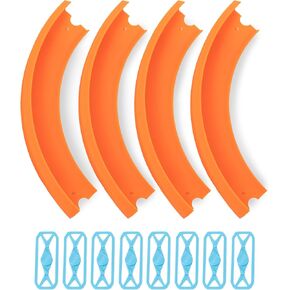 Atlas 90 Degree Banked Turn Compatible with Hot Wheels - 4 Pack, Durable Racetrack Expansion Pieces - Large Radius
