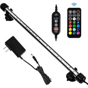 iKefe 15 Inch Timer Color Fish Tank LED Submersible Aquarium Light with Remote/Small Colored Aquarium LED Tank Lights Fixture for Underwater Decorations, Saltwater Freshwater Glow Light for Aquarium