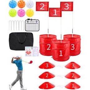HOTWIND Backyard Golf Game, Portable 9 Hole Backyard Golf Course for Indoor & Outdoor Play, Backyard Golf Practice Game Gifts for Family and Adults, Lawn Beach Yard Golf Game for Adults - No Clubs