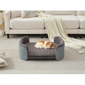 Elevated Comfort for Cats with Scandinavian Style Pet Sofa, Removable Mattress Cover for Indoor Use, Grey