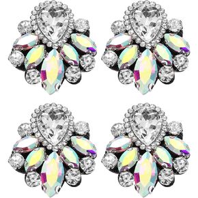 uxcell 4Pcs Handmade Beaded Patches, Glass Crystal Rhinestone Appliques Vintage Sew on Beaded Patch for Clothing DIY Sewing Accessories, Golden Yellow