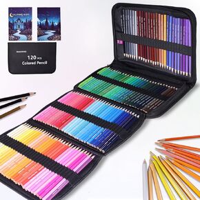 120 Colored Pencils for Adult Coloring Zipper Case Set, Soft Core Colored Leads for Artists, Professionals and Colorists, In Neat, Strong Carry-Anywhere Zipper Case, Portable Case