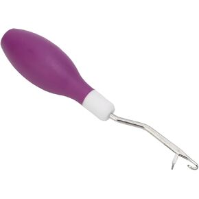 Rug Latch Hook, Fine Processing Sturdy Metal Hook Comfortable Grip Latch Crochet Needle Multipurpose for Knitting Carpet Mat Handicrafts (Purple)