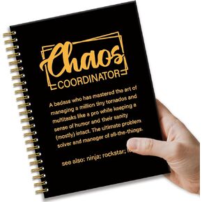 Chaos Coordinator Black Gold Notebook Gifts, Chaos Coordinator Definition 160 Pages Hardcover Spiral Notebook, Office Journal for Women Boss, Thank You Gifts for Teacher Boss Leader Manager