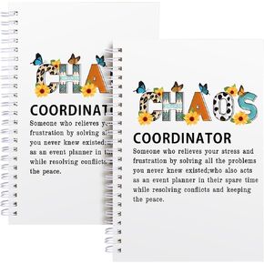 2 Pcs Chaos Coordinator Gifts Chaos Coordinator Hardcover 100 Pages Spiral Notebook,Administrative Professional Day Gift Notebook for Work, Thank You Gifts for Boss Coworker Teacher Nurse (Chaos Coordinator)