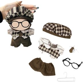 Doll Clothes Set, 6-Piece Outfit Accessories for 17cm Dolls, Vintage Clothing Style Suit for Doll Fans