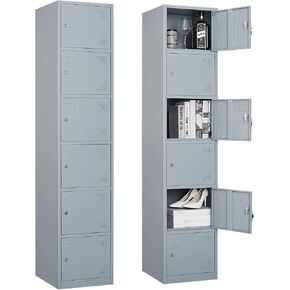Metal Storage Cabinet, 71" Tall Storage Locker for Employees, Steel Cabinet with Lock and Keys for School, Gym, Home, Office Staff (1 Door-Grey White)