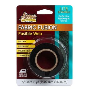 ALEENE's Fabric Fusion Web Black و Iron-on Deshingive و Sewable ، مرن ودائم ، على الوجهين ، عرض 5/8 ، 18 ياردة