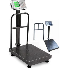 660lb Floor Industrial Platform Scale with Removable Guardrail Digital Scale with Accurate LB/KG High-Definition Displa Foldable for Weighing Luggage Package Shipping Double Sided Display