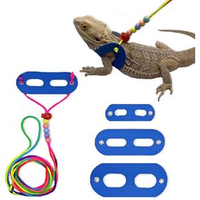 AIITLE Multi-Size Bearded Dragon Leash - Comfortable Adjustable Harness for Reptiles & Small Animals (Outdoor Walks, Pet Events), Blue