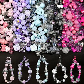 ABONDEVER 245-300Pcs Assorted Acrylic Beads for Bracelets Making Cute Star Bow Flower Candy Heart Gummy Bear Butterfly Beads for DIY Jewelry Crafts Keychain Necklace Phone Charms(Red)