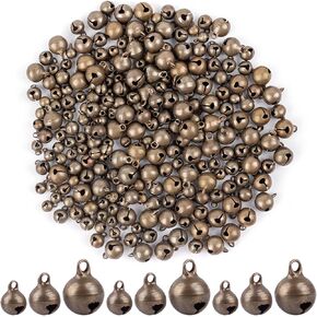 Framendino, 240 Pack 3 Sizes Mini Jingle Bell Vintage Bronze Small Brass for Crafts Decor