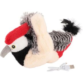 Pet Electronic Plush Bird Toy with Flapping Wings and Squeaky Sound for Cats