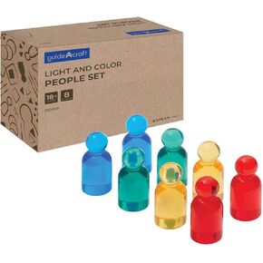 Kaplan Early Learning Light and Color People Set - 8 Pieces, Translucent Manipulatives, Block Play Figures, Light Table Accessories for Toddlers Ages 18+ Months