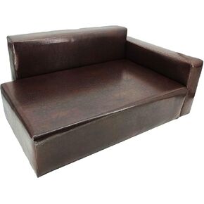 Dog Sofa Bed Brown Synthetic Leather Recliner L Lounge Chair Couch Seat Chaise 30x20x13 Seating Area is 27x16" Great for Smaller Dogs Parts Nested Peel Black Liners to find Smaller Parts 10058NEW-NPF