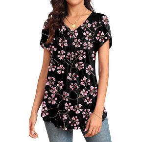 LAOLASI womens Dressy Blouse Loose Flowy Casual Petal Sleeve Shirt Solid Color Tunic For Women Top For Leggings,Navy Blue,XL in Kuwait