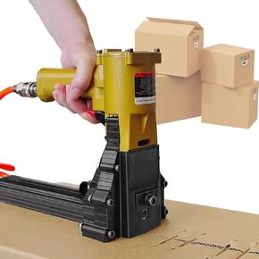 Industrial Pneumatic Carton Stapler Machine, Handheld Box Sealing Staple Gun for 15mm-18mm/22mm Nails, Automatic Carton Packing Tool (22mm)