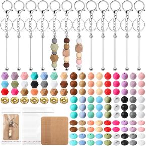 مجموعة مفاتيح مفاتيح JJunw 156pcs ، و Bead Bulk Bulk Keychain Making Accessories مع شريط مفاتيح قابلة للخرز ، والخرز وأكياس التعبئة للتغليف للسلسلة الرئيسية هدية DIY.