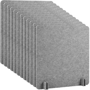 Kisston 12 Pack Acoustic Desk Divider Panels 24 x 24'' Stand up Freestanding Privacy Panel Noise and Visual Distractions Reducing Table Divider for Office Student Cubicle Reception Area(Light Gray)