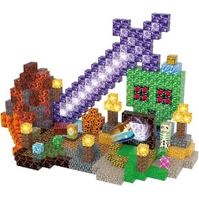 Magnetic Blocks Building Toys Set, Magnetic Building Blocks STEM Construction Toys, 3D Sword Light Up Magnet Cubes Montessori Sensory Stacking Toy for Toddlers Age 3 4 5 6 7 8