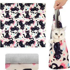27.6“ Cat Wrap for Cutting Nails, Self-Adherent Fabric Cat Wrap for Grooming, Nail Clipping, Anti-Escape Cat Calming Wrap, Large, Within 15lbs
