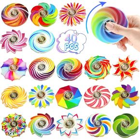 Funny Fidget Spinner Toys Bulk Mini 40 Pack,Birthday Gifts Party Favors Supplies Goodie Bags Stuffers for Kids Adults,Sensory Toys for Boys Girls ADHD Stress Relief,Treasure Box Toy Classroom Prizes