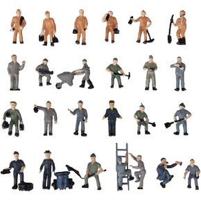 Set of 25 Plastic Railway Workers People Figures 1/87 HO Layout Accessories