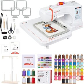 EOC06 Embroidery Machine 7.9x11 Inches,80 Rolls 800m Polyester Threads,Richword Prewound Bobbins 144pcs (Class 15) Size A Plastic