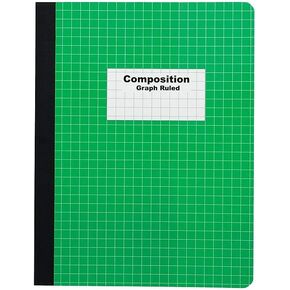 Staples Composition Notebook, 7.5" x 9.75", Graph Ruled, 80 Sheets, Green/White (ST55068C)