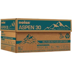 Boise® ASPEN® 30 3-Hole Punched Multi-Use Printer & Copy Paper, 10 Reams, White, Letter (8.5" x 11"), 5000 Sheets Per Ca