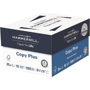 Hammermill 3-Ream Pack Copy Plus Multipurpose Fax Laser Inkjet Printer Paper, 8 1/2" x 11" Letter Size, 92 Bright White, 20 lb. Acid Free, ColorLok, 99.99% Jam Free