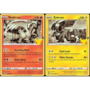 Zekrom & Reshiram - Pokemon Celebration Card Lot - Legendary Holo Foil - 002/025 & 010/030