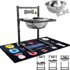 SHAINFUN 203oz Elevated Dog Water Bowl for Large Dogs with mat, Adjustable Height 10-17.8in, Tall Raised Dog Water Stand