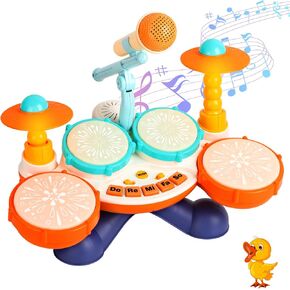 Baby Drum Set, Kid Drum Set for Toddlers 1-3, Baby Toys for 1 Year Old Boy Girl Gifts with Microphone Toddler Drums 12 18 Months 1 2 3 Birthday Gifts